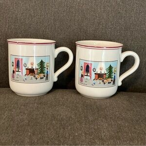 SET OF 2 Villeroy & Boch Naif Christmas Porcelain Mugs **IMPERFECT**